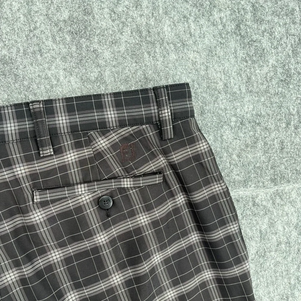 Footjoy Short Mens 34 Brown Plaid Golf Performance Flat Front FJ